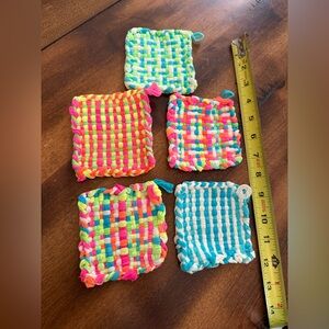Play kitchen hand woven mini pot holders